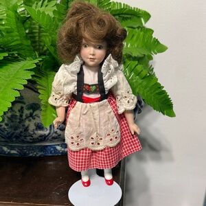 Vintage Doll with Red Checkered Dress